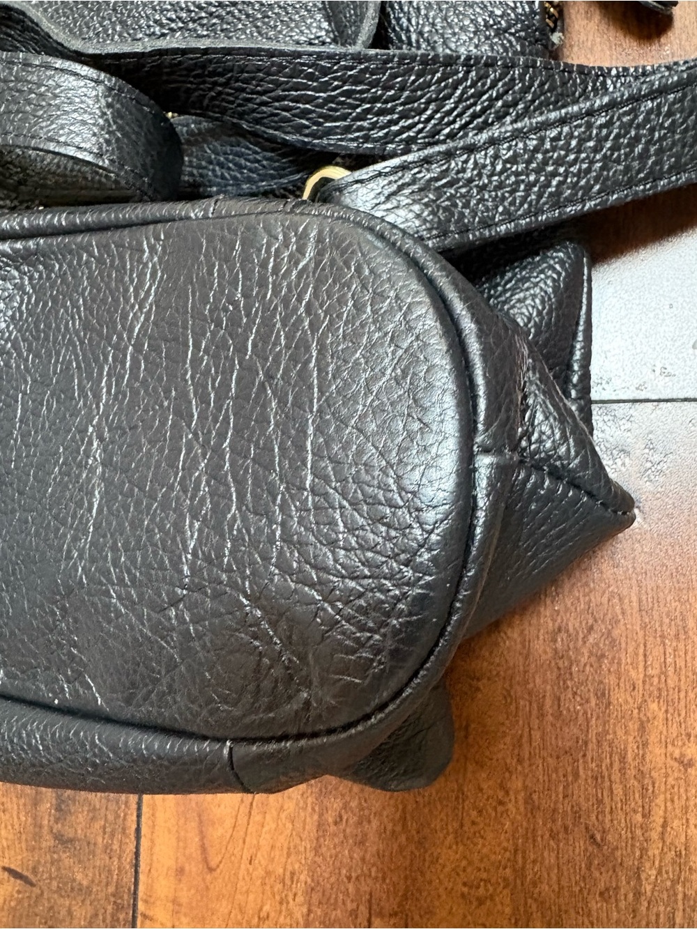 L.CREDI Black Pebble Leather Convertible Backpack Shoulder Bag Made in Italy - Picture 7 of 10